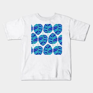 Blue Alocasia pattern Kids T-Shirt